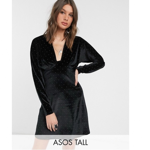 ASOS Dresses & Skirts - ⭐️NWT ASOS Tall Velvet Plunge Mini Dress